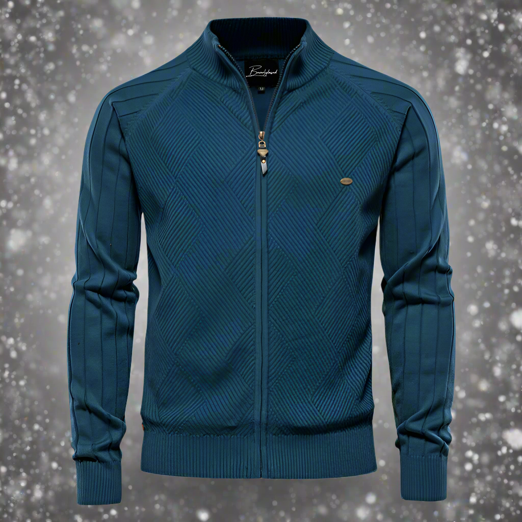 WW | Zipper High Collar Knit Texture Comfortable Fit