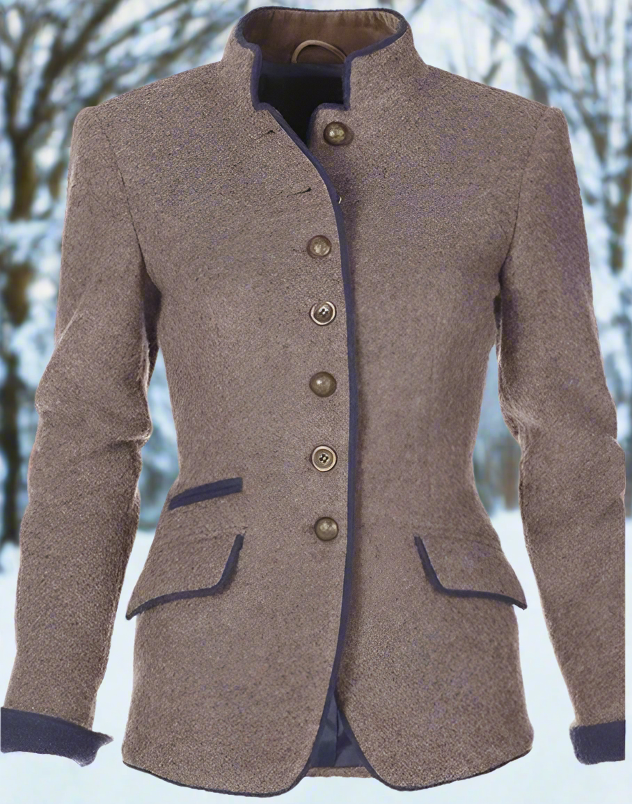 WW | Blazer Wollmischung Tailliert Mit Stehkragen Knöpfe Und Taschen