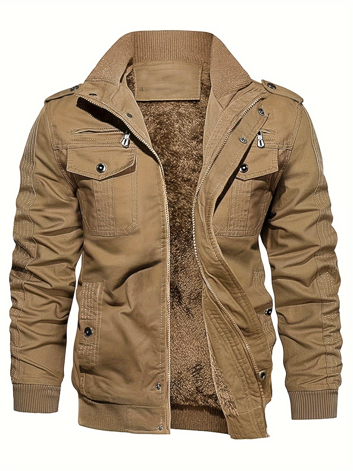 WW | Casual Langarm mit Reißverschluss Retro Stehkragen Winterjacke für Männer - Perfekt für die Freizeit