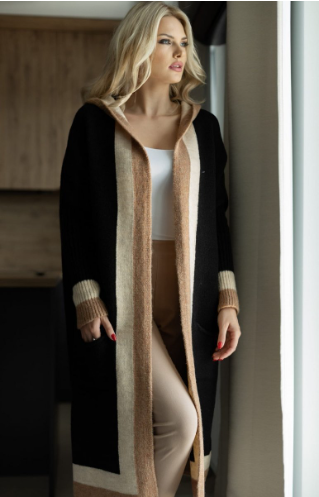 WW | Strickjacke mit Farbblock und offenem Vorderteil