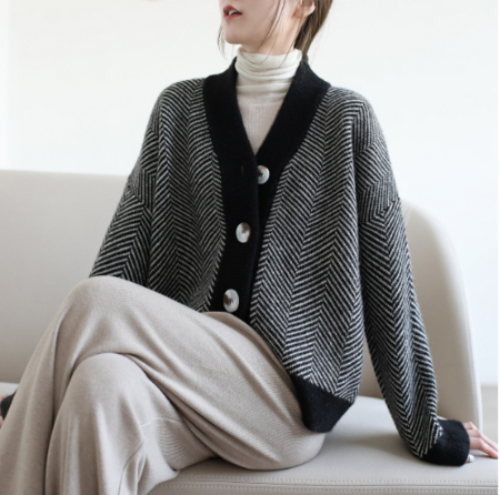 WW | Oversized Rautenmusterjacke mit Knöpfen