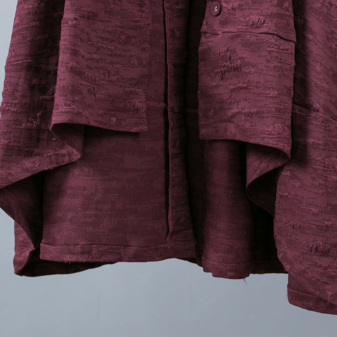 WW | schwarzer Jacquardmäntel oversize baggy großer Saum asymmetrisches Design Outerwear Damen Patchwork Maxi-Mantel