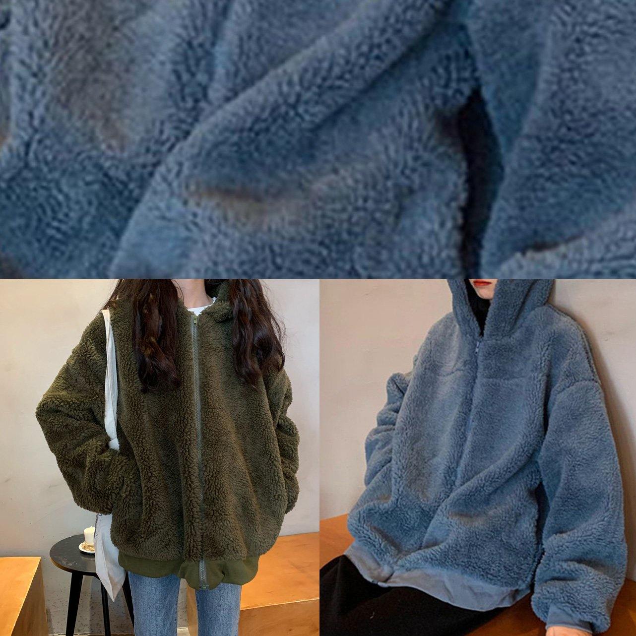 WW | oversized mittellanger Mantel Winteroberbekleidung grün Kapuzenwolle Jacken