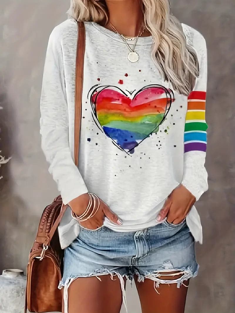 WW | Women's Rainbow Heart Graphic Sweatshirt