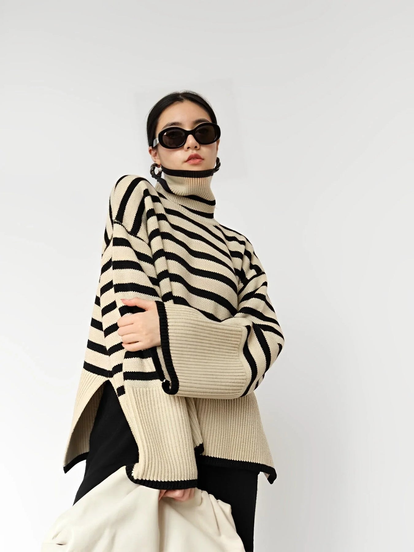 WW | Oversize-Rollkragenpullover aus Baumwoll für Damen - Perfekt für Freizeit-Tage