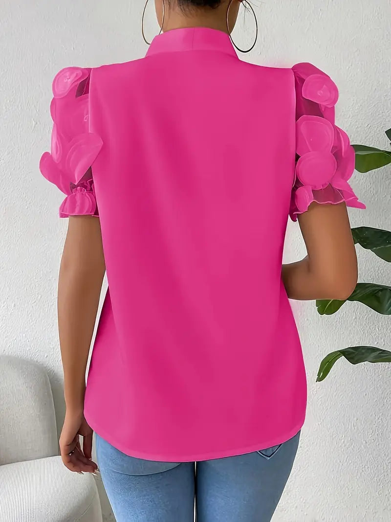 WW | Blouse with sheer puff sleeves