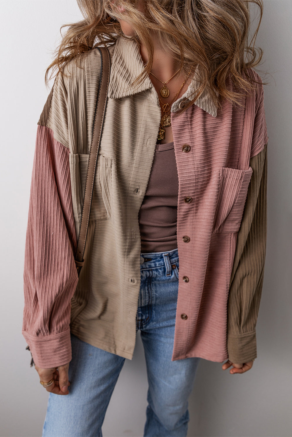 WW | Damen Farbblock Cordjacke
