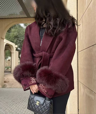 WW | Damen-Wollmantel mit weiten Ärmeln und Teddy-Puffern Carmela