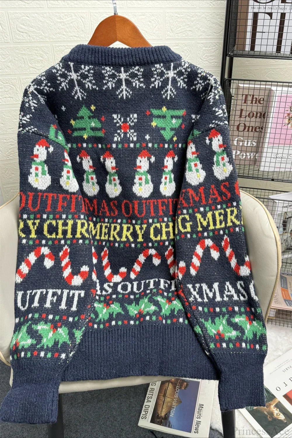 WW | Weihnachtskontrast Rundhals Lockere Lange Ärmel Pullover