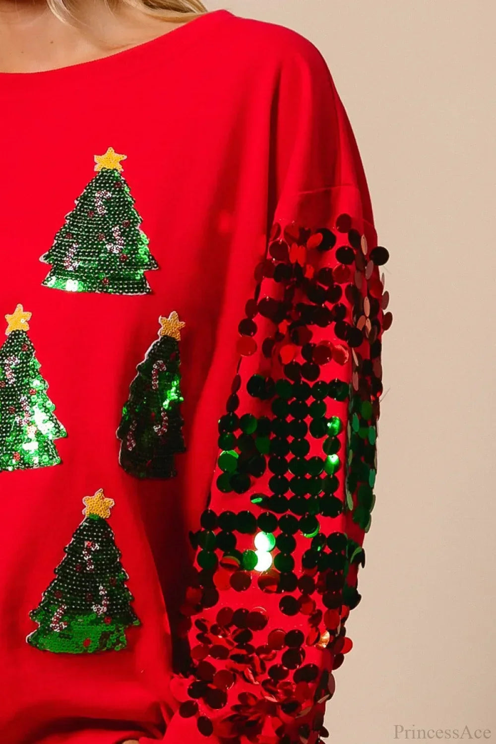 WW | Christmas Sequin Long Sleeve Casual Sweatshirt