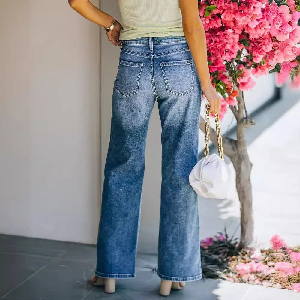 WW | Checked Straight Jeans