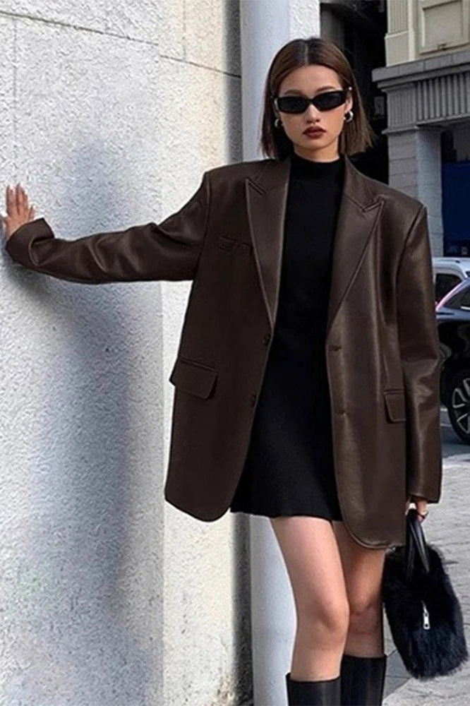 WW | PU Leather Blazer Jacket
