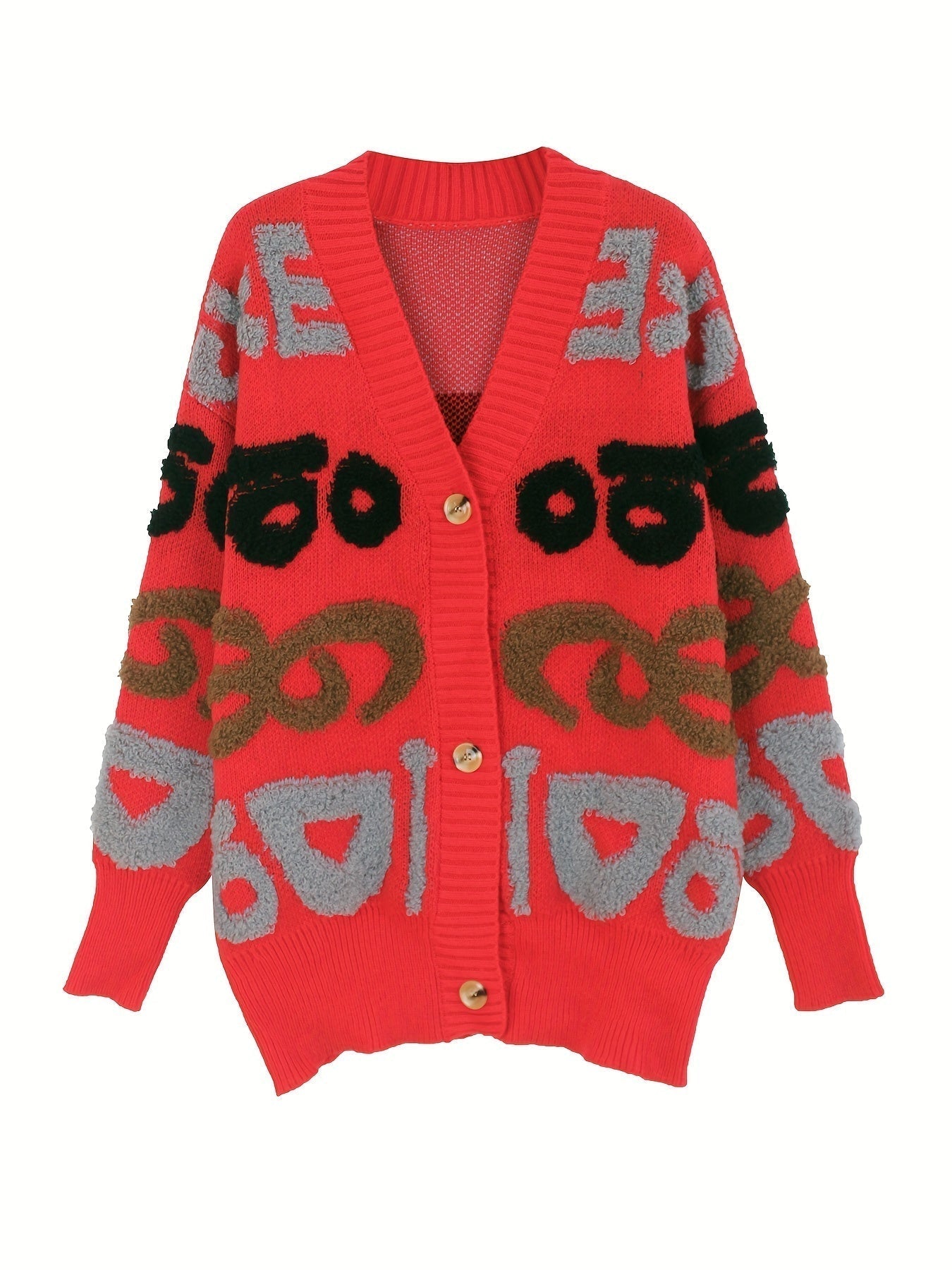 WW | Letter Pattern Button Down Cardigan For Women - Perfect For Casual Days