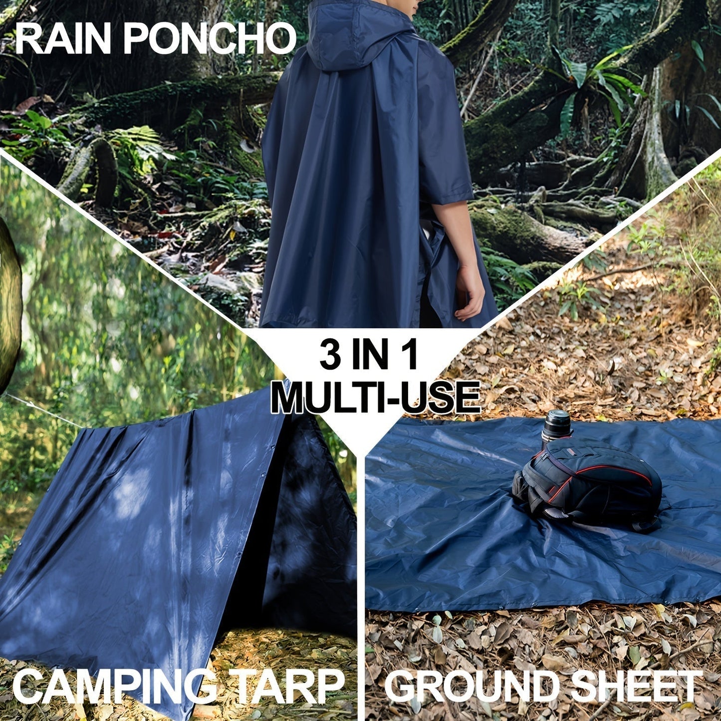 WW | Wasserdichter Faltbarer Regenponcho Mit Kapuze