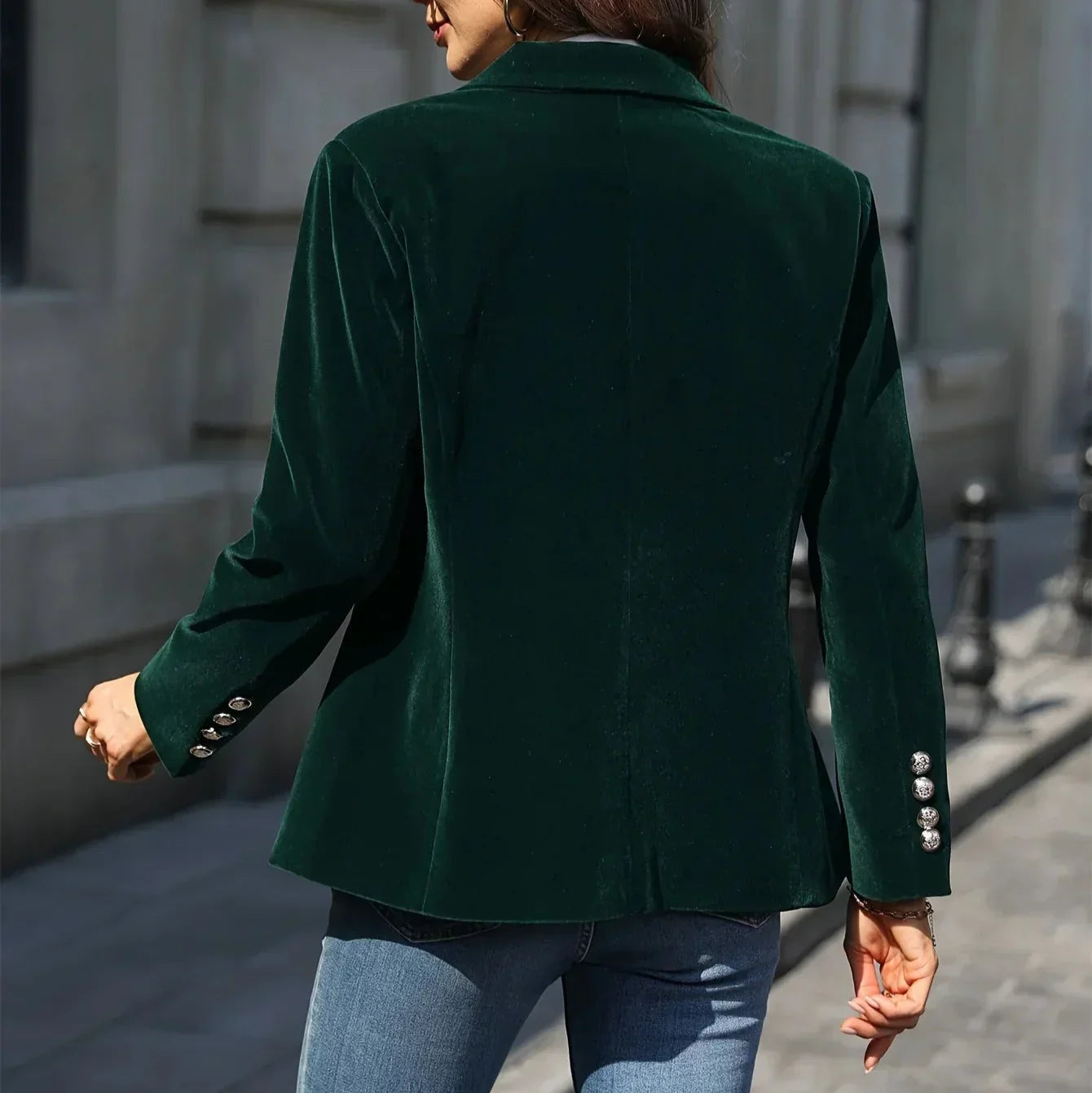WW | Damen Samt Blazer Goldene Knopfdetails