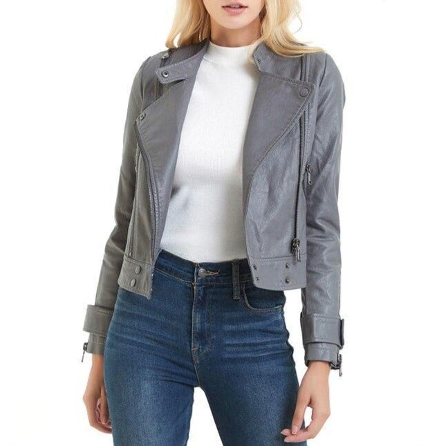 WW | Women's Leather Jacket with Side Zipper