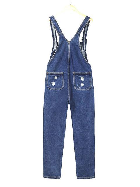 WW | Denim Loose Simple Long Overalls