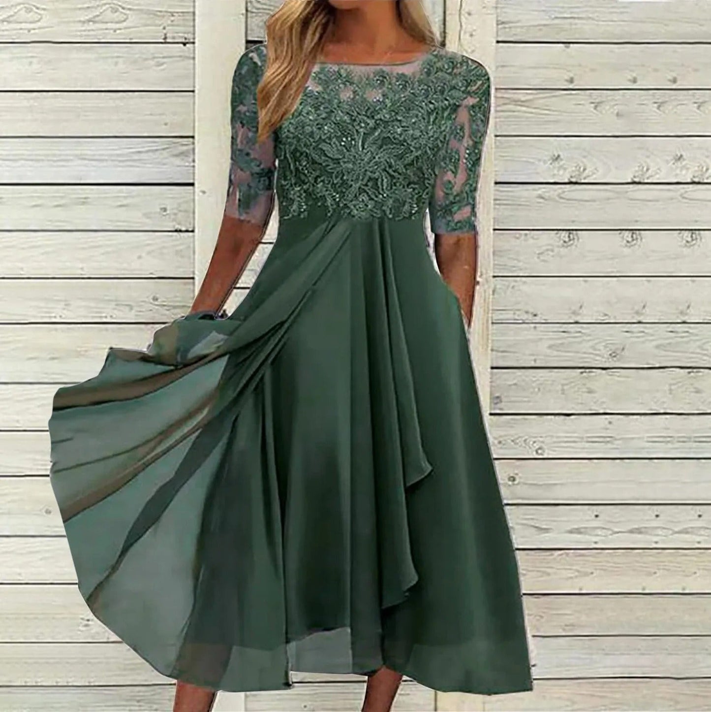 WW | Stilvolles Kleid Mit Zarter Spitze