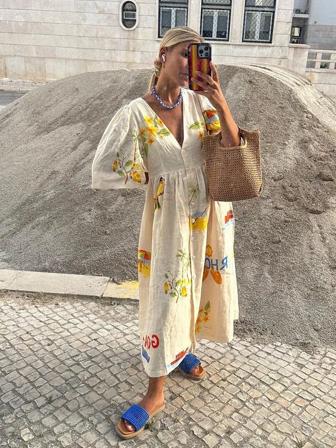 Xara – Stylish Linen Midi Dress