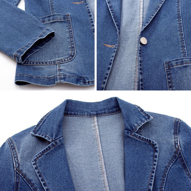 WW | Denim Blazer with Long Sleeves and Pockets