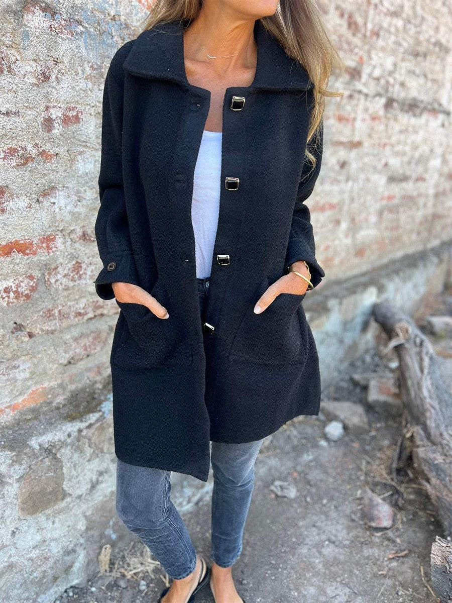 WW | Long Coat Tailored Fit Luxurious Fabric Large Buttons