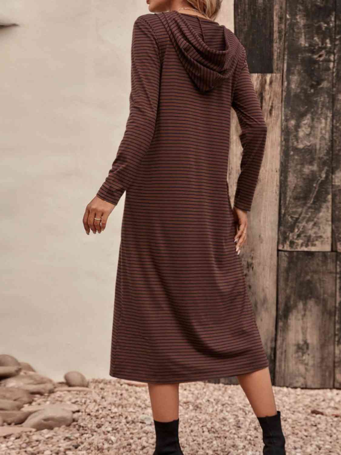 WW | Striped Zip-Front Hoodie Dress