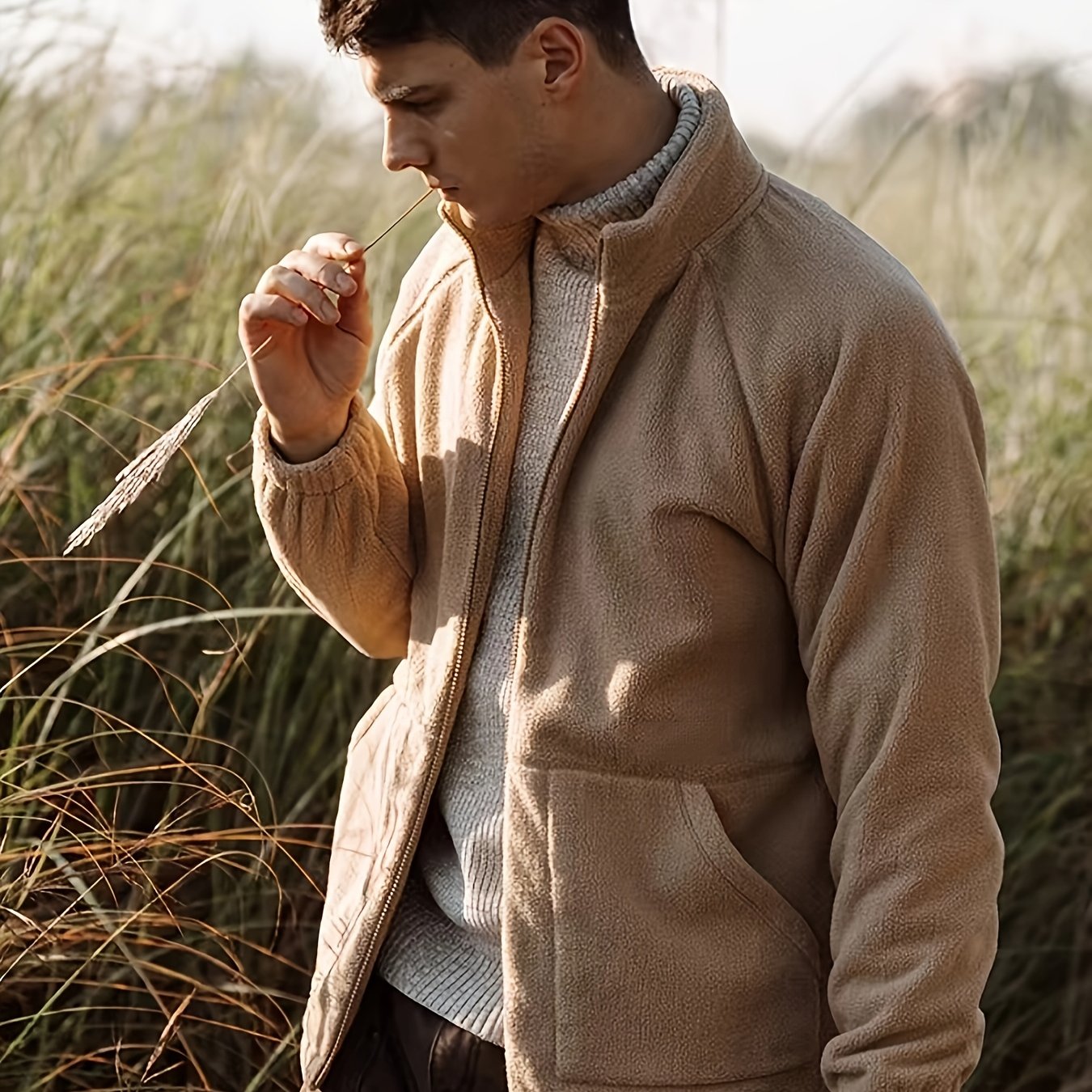WW | Warmer einfarbiger Winterfleece-Mantel