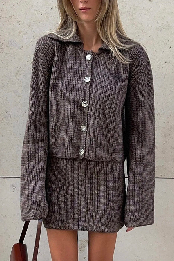 WW | Cozy knit cardigan and casual mini skirt set
