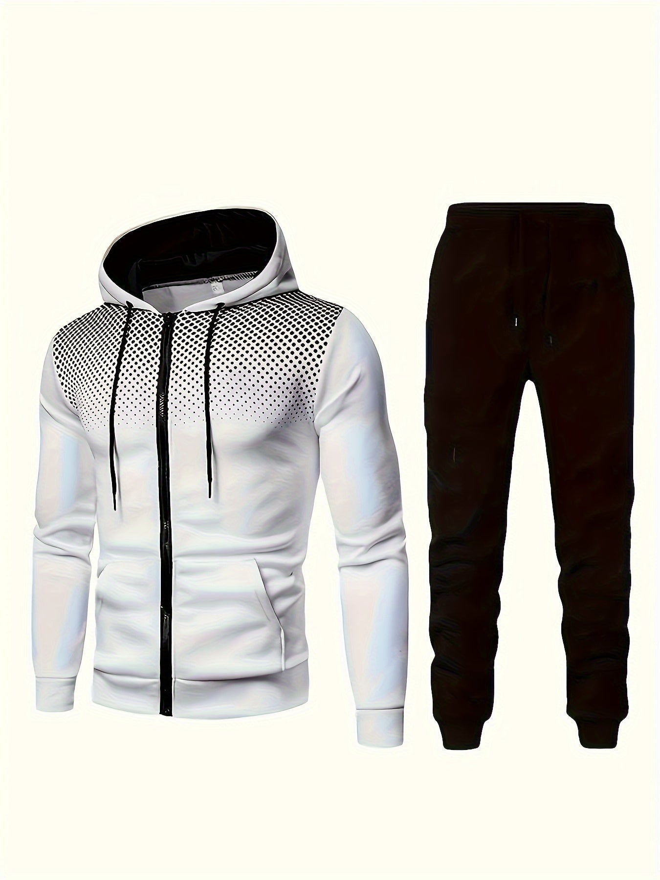 WW | Fleece Sweatshirt Tracksuit with Hooded Long Sleeve and Drawstring Trousers for Men - Perfect for Leisure Activities