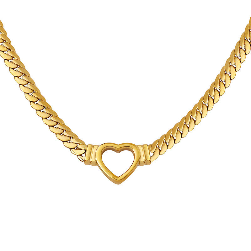 WW | Small Heart Necklace Titanium Steel Hollow