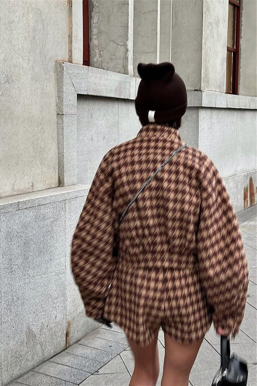 WW | Houndstooth Zip Jacket and Shorts Two-Piece Set