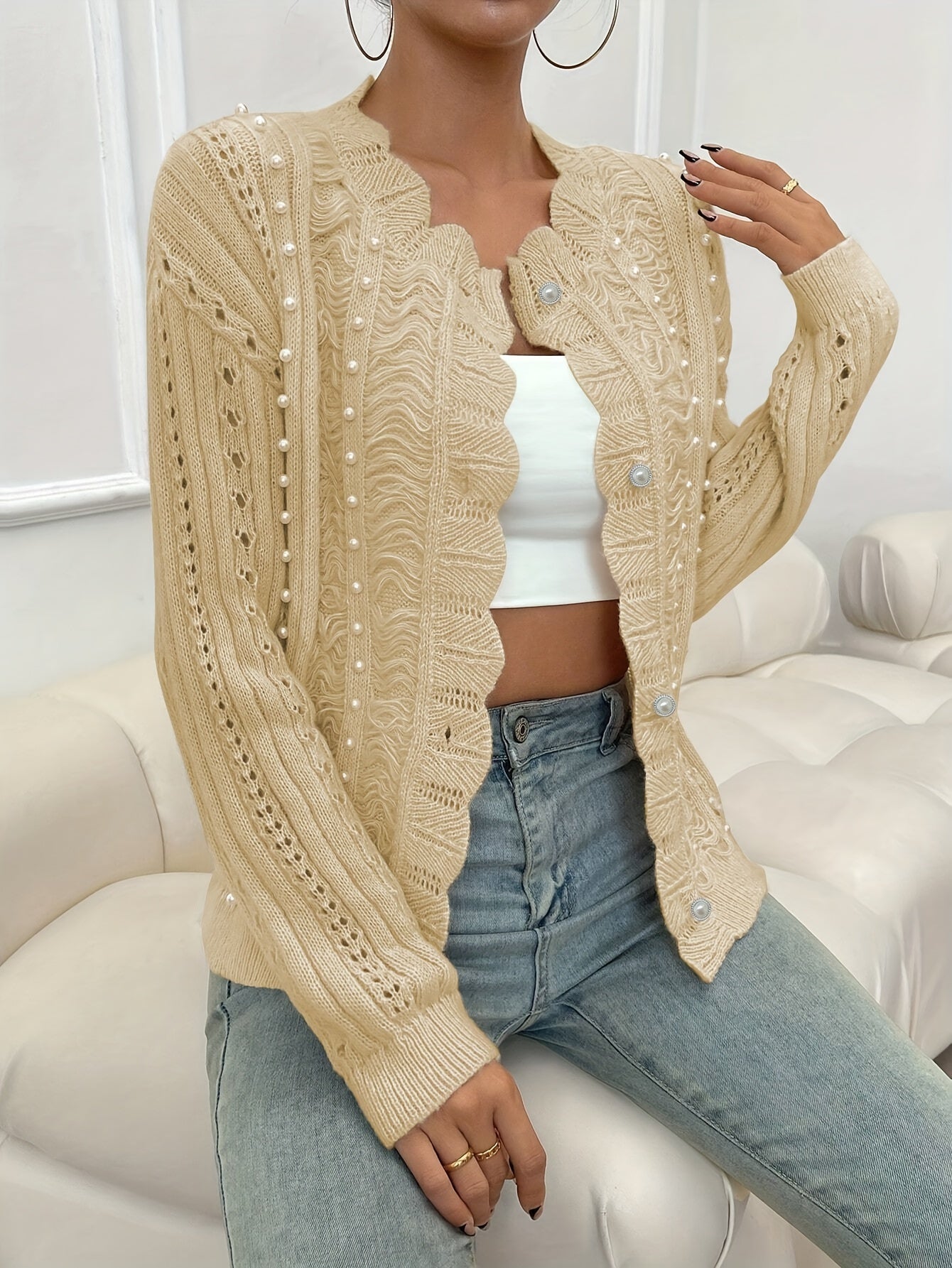 WW | Weiche und schicke Herbststrickjacke mit Knopfverschluss für Frauen