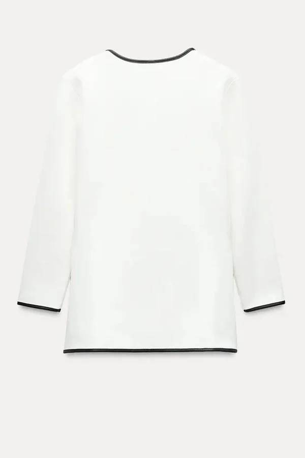 WW | Meine Chancen Kontrastbesatz Goldknopf Langarm Lockeres Jacket