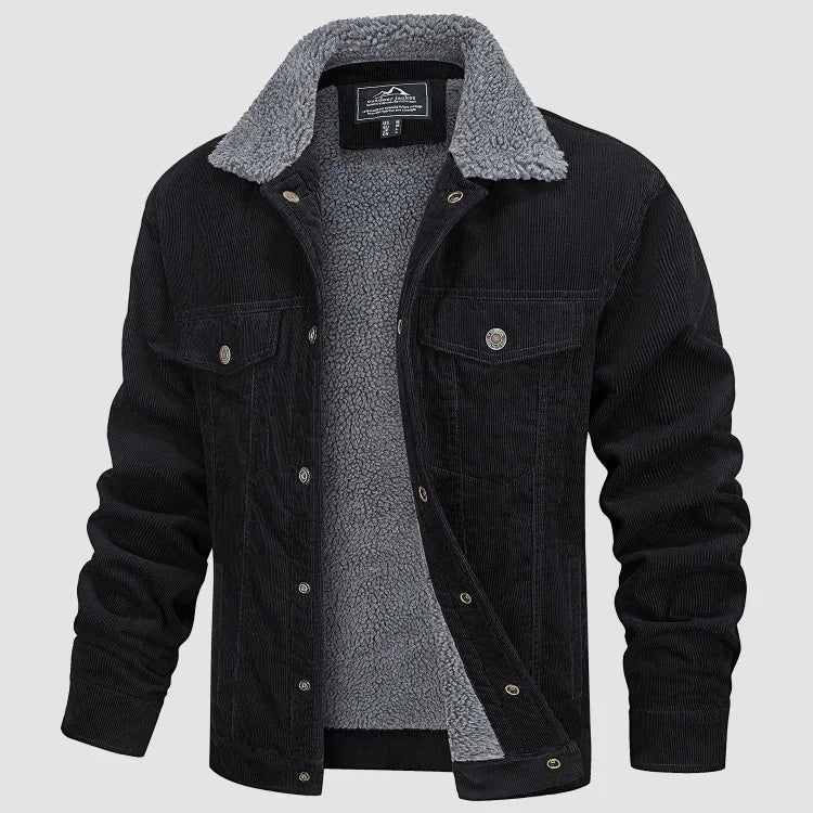 WW | Elegante und bequeme Herrenjacke aus samtartigem Cord mit Sherpa-Futter