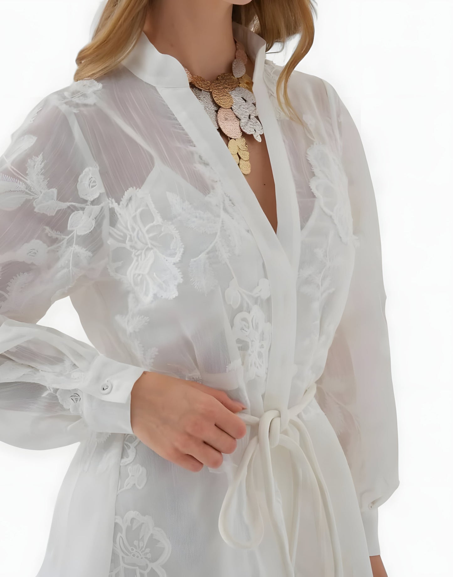 Isadora Jacquard Dress with Modern Charm - White