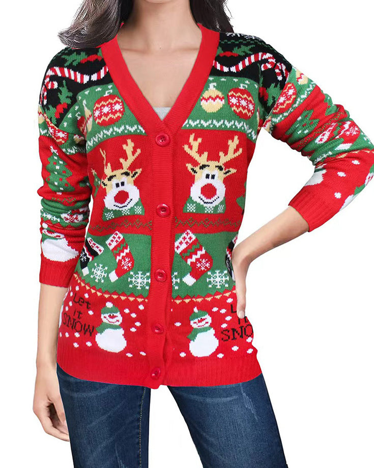 WW | Lockere Strick Weihnachts Cardigan Pullover