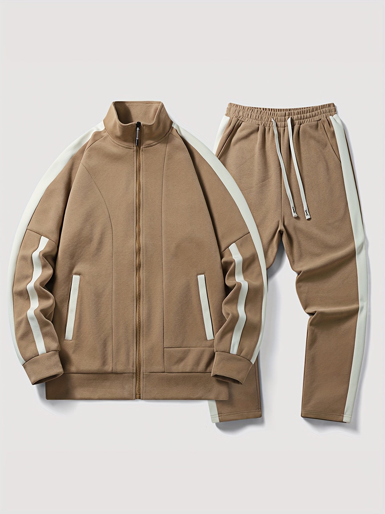 WW | Men's Tracksuit - Sporty Jogging Suit with Contrast Stripes