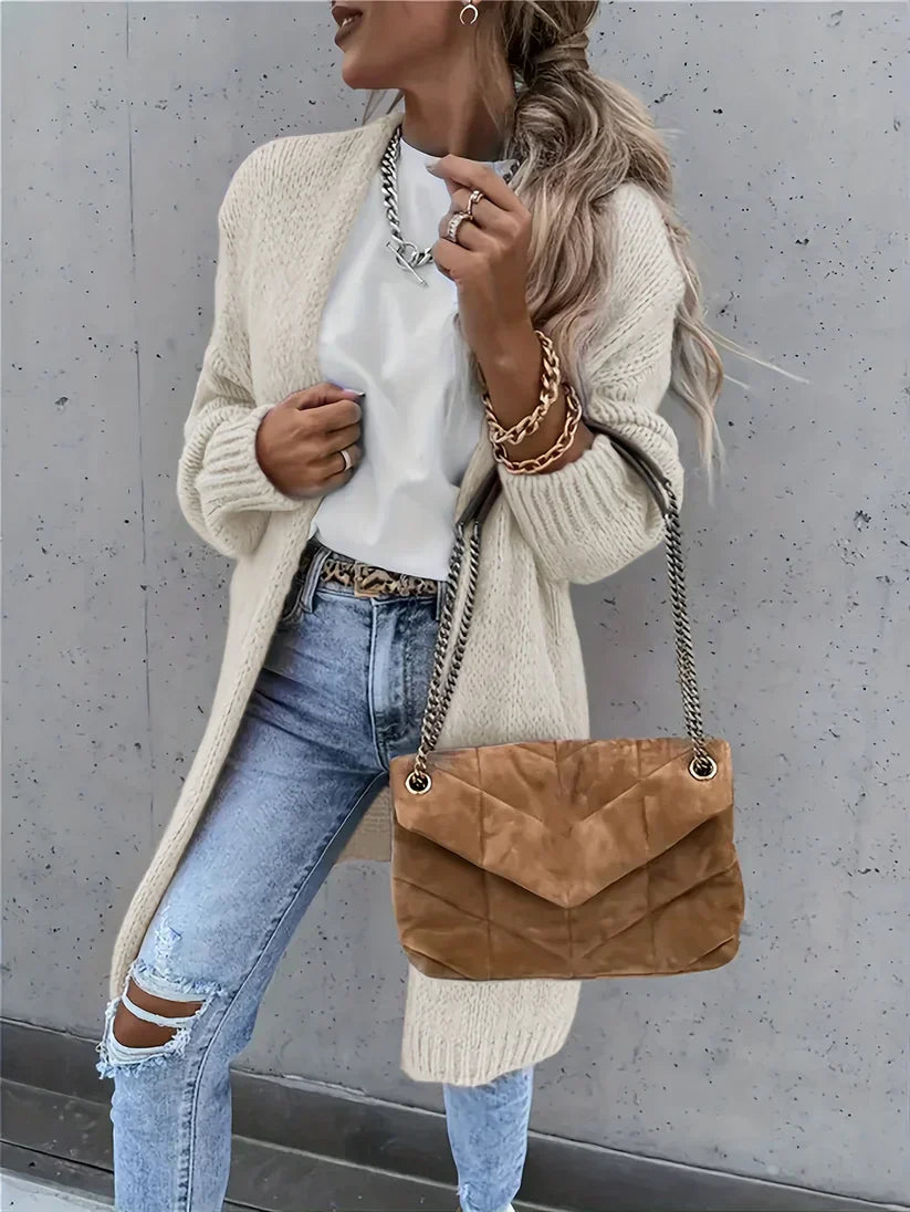 WW | Mid-length Cashmere Knit Cardigan for Women - Perfect for Everyday Wear