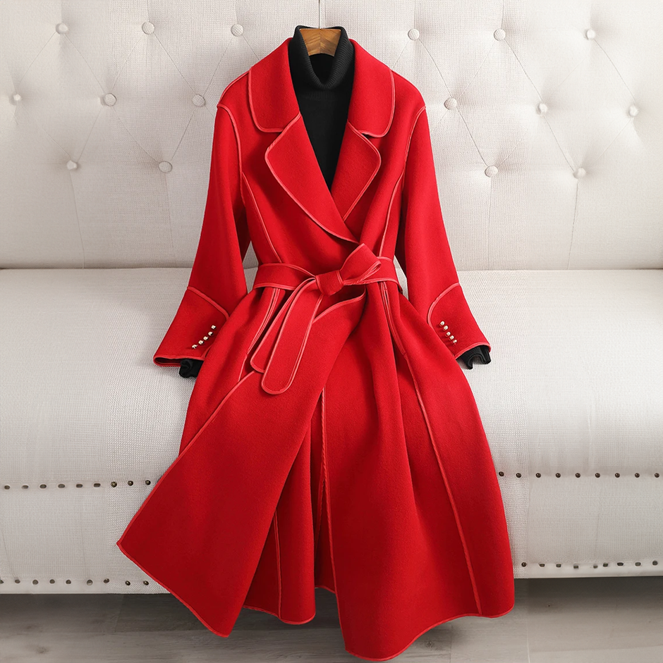 WW | Women's Wool Trench Coat - Figure-hugging silhouette - Tailored fit - With lapel collar