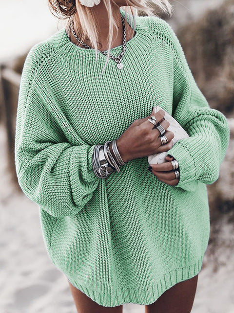 WW | Women's Knitted Sweater - Loose Chunky Knit for Autumn & Winter