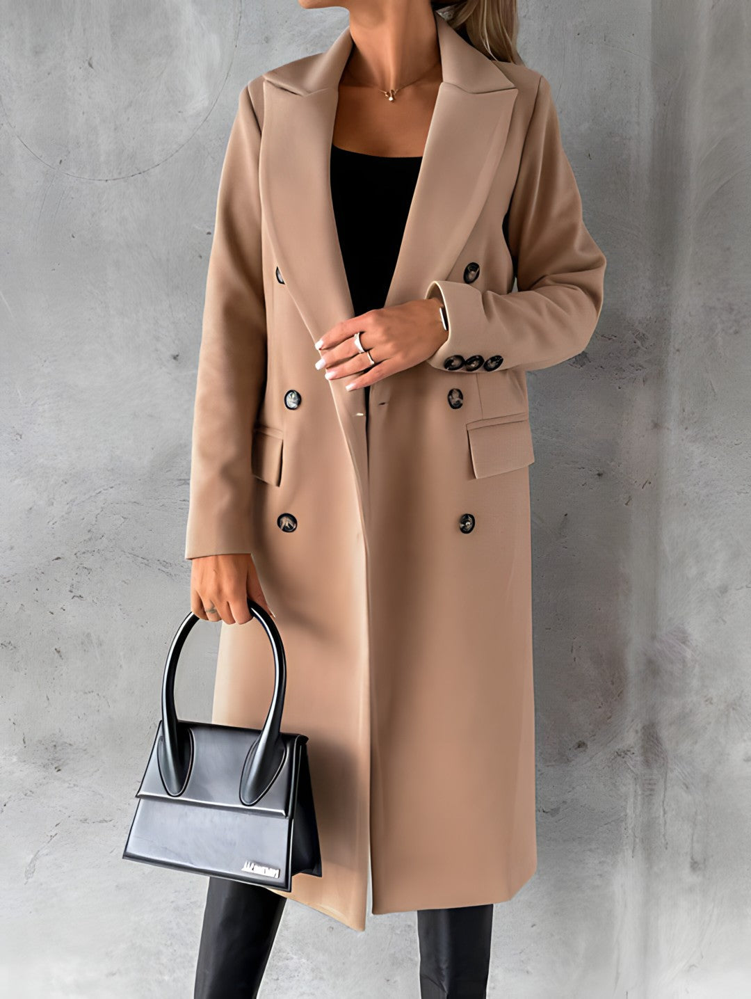 WW | Women's Overcoat – Wool Blend – Slim Fit – Double Breasted – Lapel Collar – Long Length