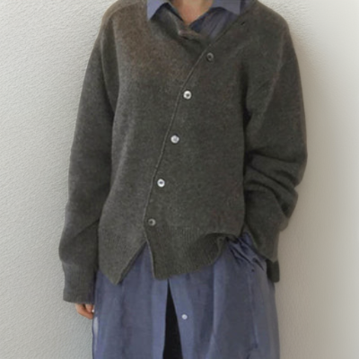 WW | Strickjacke - Wollmischung - Asymmetrischer Verschluss - Lockere Passform - Elegant und Bequem