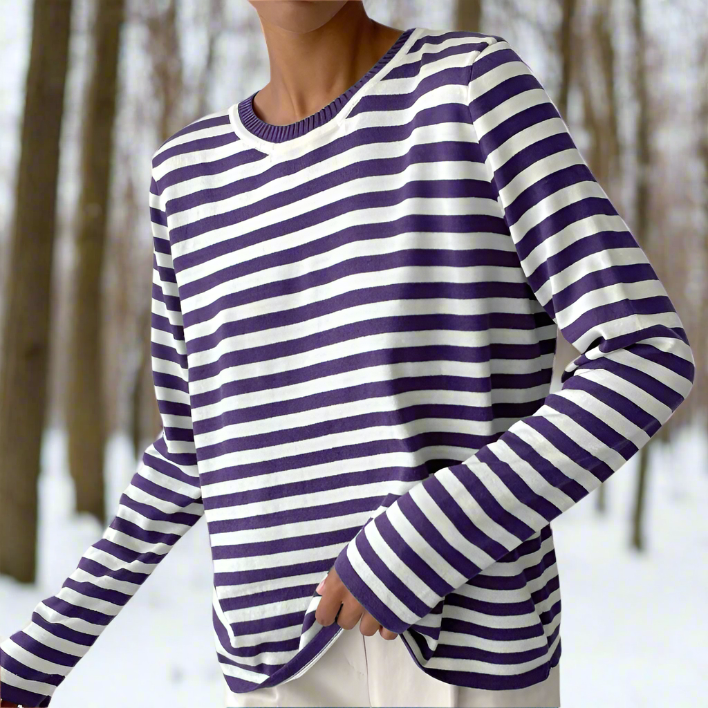 WW | Langarm-T-Shirt - Gestreift - Rundhals - Relaxed Fit - Atmungsaktive Baumwolle