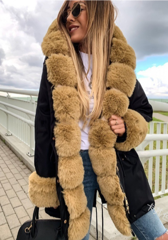 WW | Pufferjacke aus Kunstpelz mit Kapuze für Frauen
