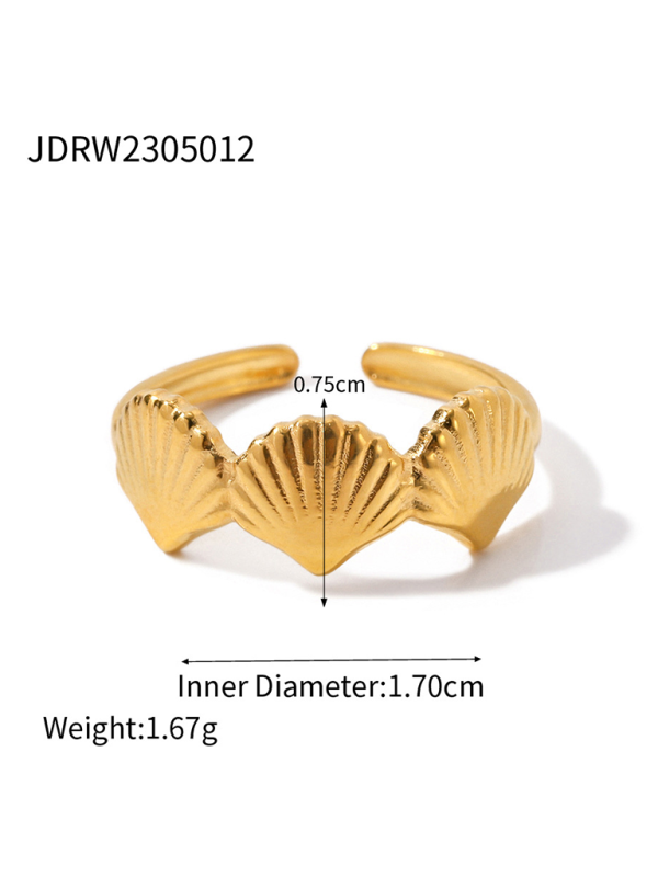 WW | Neuer Strandstil Ozeanelement Muschel Seestern Ring
