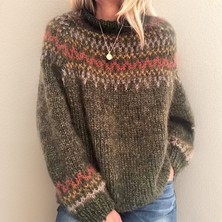 WW | Pedrini Sweater Retro Style High Collar Soft Knitted Texture