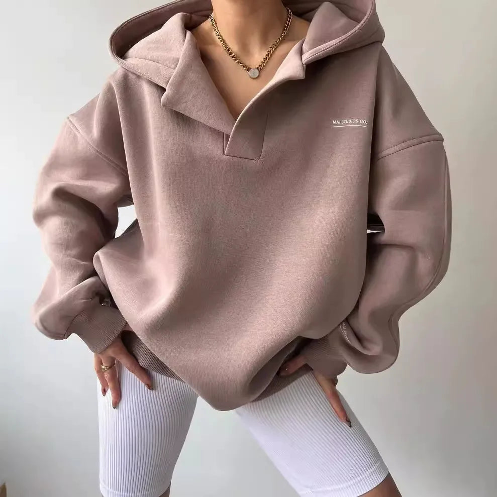 WW | Hoodie Plus Size Fit Fleece V-Neck Rib Cuffs