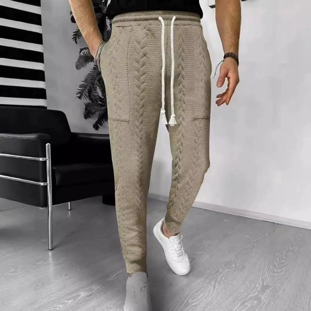 WW | Hose Jogger Jacquard Struktur Gerade Passform Kordelzug Umschlagbeine