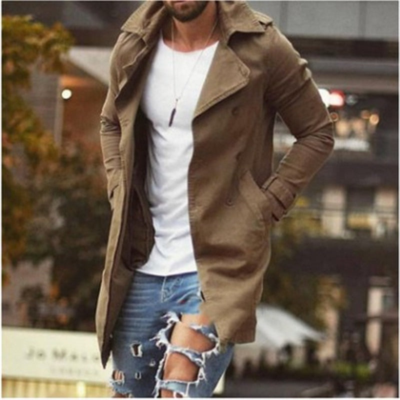 WW | Mantel Mittellang Slim Fit Baumwollmischung Doppelt Knopf Mit Revers