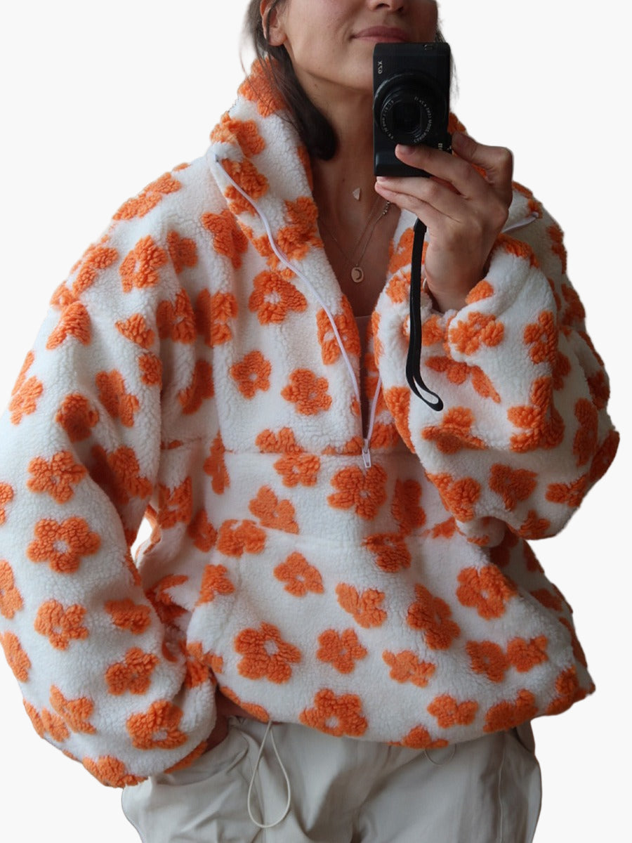 WW | Cuddly Sweater with Floral Pattern - Boho Style for Autumn and Leisure